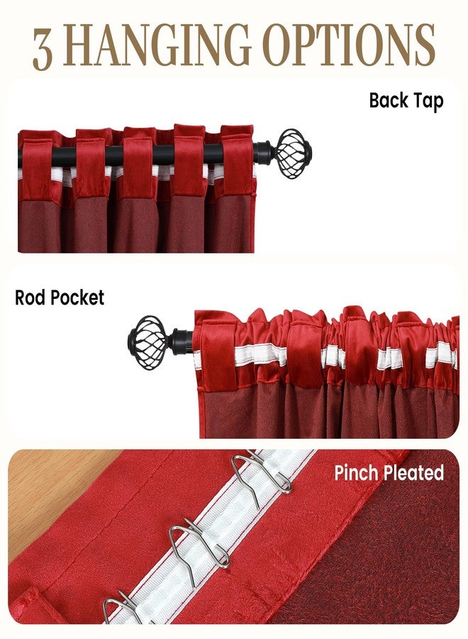 RLoncomix 2 Pcs Velvet Window Curtains 84 Inches Length Red Green Thermal Insulated Light Blocking Panels Modern Color Block Back Tab Rod Pocket Drapes for Living Room Bedroom Xmas Decor - Image 5
